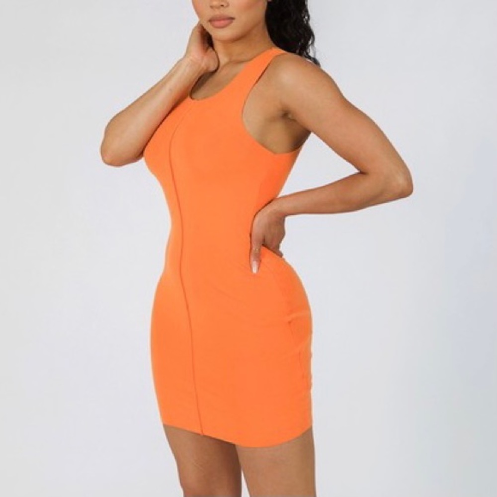 Orange Sleeveless Mini Dress